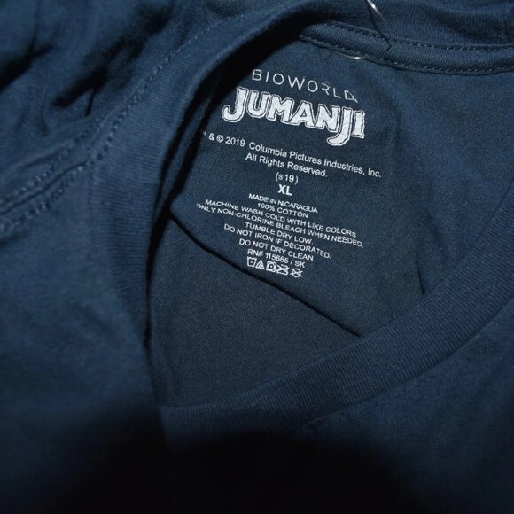 Box Lunch Jumanji Mens Arcade Game Start Screen 8-Bit Navy Blue Shirt New XL - Picture 4 of 4